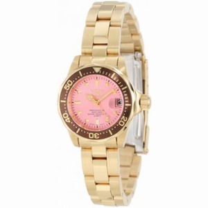 Invicta Pro Diver Pink Dial Gold-Tone Stainless Steel Ladies Watch 12526