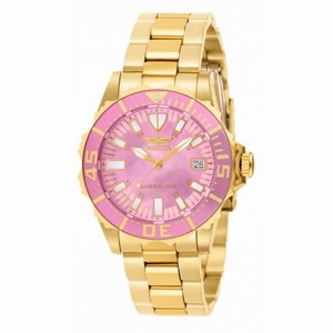 Invicta Pro Diver Pink Mother of Pearl Gold-plated Ladies Watch 10624