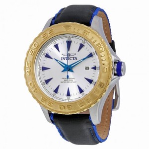 Invicta Pro Diver Silver Dial Black Leather Men's Watch 12615