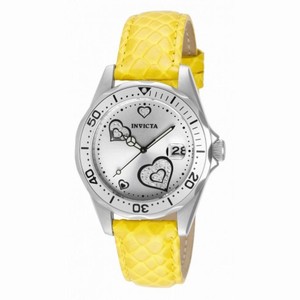 Invicta Pro Diver Silver Dial Yellow Leather Ladies Watch 12511