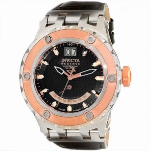 Invicta Reserve Black Dial Rose Gold-Tone Men's Watch 10096