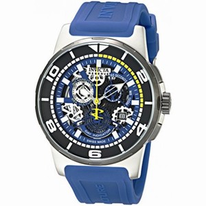 Invicta Reserve Chronograph Black Skeleton Dial Blue Silicone Men's Watch 18946