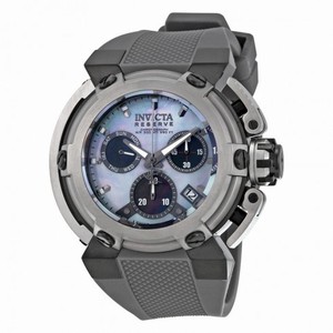 Invicta Reserve Chronograph Platinum Mother of Pearl Dial Grey Polyurethane Men's Watch 18343
