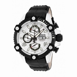 Invicta Reserve Chronograph White Dial Black Lether Men's Watch 12500