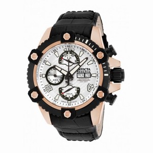Invicta Reserve Chronograph White Dial Black Lether Men's Watch 12501