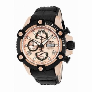 Invicta Reserve Chronograph White Dial Black Lether Men's Watch 12502