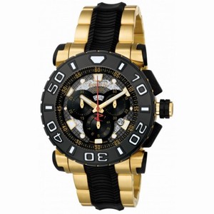 Invicta Reserve Collection Chronograph Black Dial 18k Gold-Plated and Black Polyurethane Men's Watch 6314