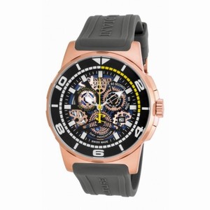 Invicta Reserve Mechanical Black Skeleton Dial Grey Polyurethane Men's Watch 18953