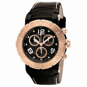 Invicta Reserve Ocean Reef Black Dial Black Leather Men's Watch 1853