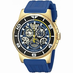 Invicta Reserve Sea Vulture Mechanical Chronograph Black Skeleton Dial Blue Silicone Men's Watch 18948