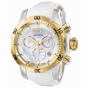 Invicta Reserve Venom III White Dial Chronograph White Leather Ladies Watch 0951