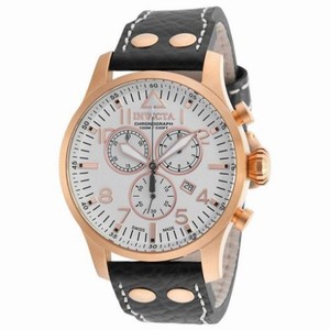 Invicta Reserve White Dial Black Leather Men's Chronograph Watch 19753