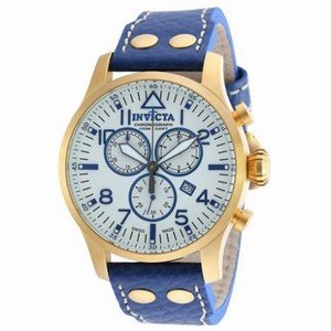 Invicta Reserve White Sunray Dial Men's Blue Leather Chronograph Watch 19751
