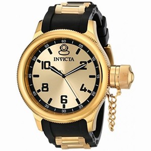 Invicta Russian Dive Gold and Black Dial Black Polyurethane Men's Watch 1438