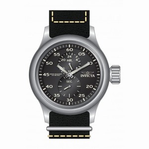 Invicta Russian Diver Black Dial Black Leather Men's Watch 19494