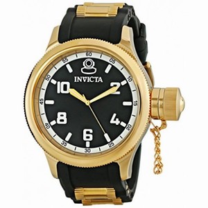 Invicta Russian Diver Black Dial Black Polyurethane Men's Watch 1436
