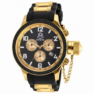 Invicta Russian Diver Chronograph Black and Gold Dial Black Polyurethane Men's Watch 17818