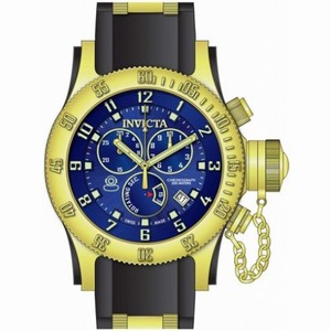 Invicta Russian Diver Chronograph Blue Dial Brown Polyurethane Men's Watch 15563