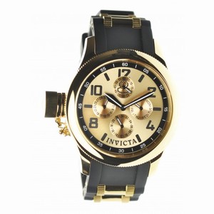 Invicta Russian Diver Gold Dial Black Rubber Mid-Size Watch 1814