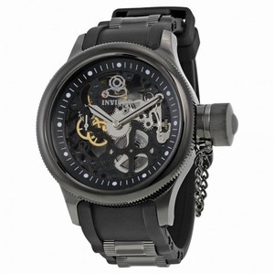 Invicta Russian Diver Mechanical Black Skeleton Dial Black Polyurethane Stainless Steel Men's Watch 17275