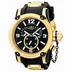 Invicta Russian Diver Retro Chronograph Black Dial Black Polyurethane Men's Watch 5670