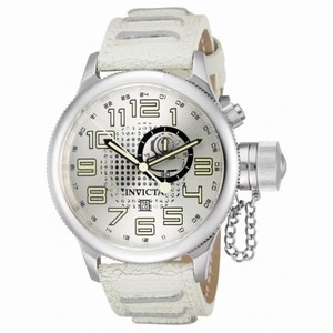 Invicta Russian Diver Silver Dial White Leather Men's Watch 10553