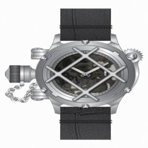 Invicta Russian Diver Skeleton Dial Black Leather Men's Watch 14630