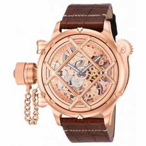 Invicta Russian Diver Skeleton Dial Brown Leather Men's Watch 14627