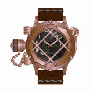Invicta Russian Diver Skeleton Dial Brown Leather Men's Watch 14628