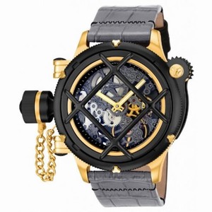 Invicta Russian Diver Skeleton Dial Grey Leather Men's Watch 14626