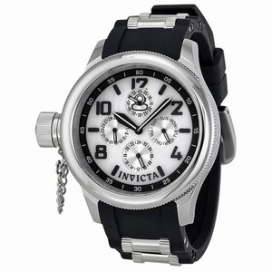 Invicta Russian White Dial Black Rubber Mid Size Watch 1810