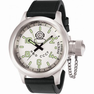 Invicta Russion Dive White Dial Black Leather Men's Watch 7003