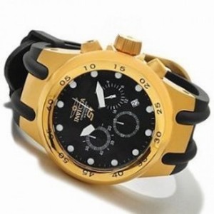 Invicta S1 Aviation Black Rubber Black Dial Gold Tone Case Men's Watch 1509