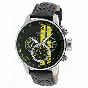 Invicta S1 Rally Black (Yellow Accented) Dial Black Leather Men's Watch 19899