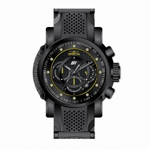 Invicta S1 Rally Chronograph Black Carbon Fiber Dial Black Ion-plated and Black Polyurethane Men's Watch 19324