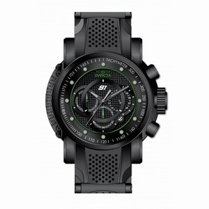 Invicta S1 Rally Chronograph Black Carbon Fiber Dial Black Ion-plated and Black Polyurethane Men's Watch 19325