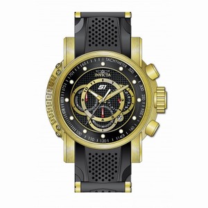 Invicta S1 Rally Chronograph Black Carbon Fiber Dial Gold-plated and Black Polyurethane Men's Watch 19327