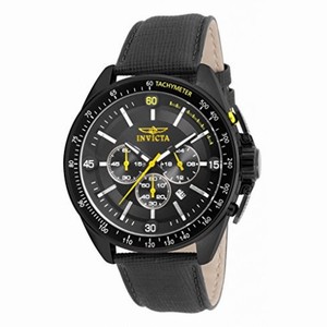 Invicta S1 Rally Chronograph Black Dial Black Leather Men's Watch 15910