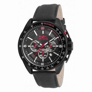 Invicta S1 Rally Chronograph Black Dial Black Leather Men's Watch 15911