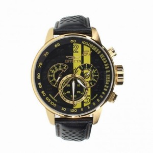 Invicta S1 Rally Chronograph Black Dial Black Leather Men's Watch 19905