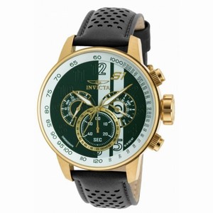Invicta S1 Rally Chronograph Green and White Dial Black Leather Men's Watch 19908