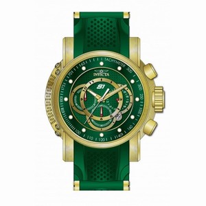 Invicta S1 Rally Chronograph Green Dial Green Silicone Gold-plated Men's Watch 19331
