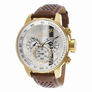 Invicta S1 Rally Chronograph Silver Dial Brown Leather Men's Watch 19287