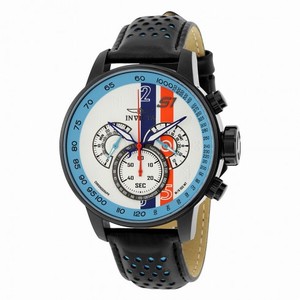 Invicta S1 Rally Chronograph White and Blue Dial Black and Blue Leather Men's Watch 19290