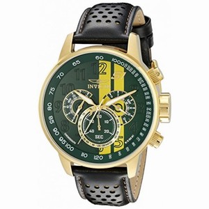 Invicta S1 Rally Green and Yellow Dial Black Leather Men's Watch 19902