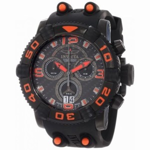 Invicta Sea Hunter Chronograph Black and Red Dial Black Rubber Men's Watch 12259