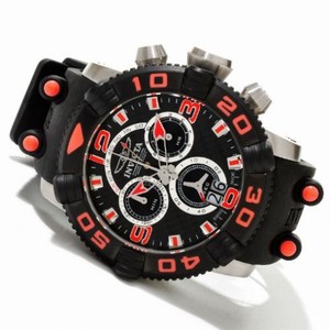 Invicta Sea Hunter Chronograph Black Dial Black Rubber Men's Watch 12257