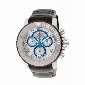 Invicta Sea Hunter Chronograph White Dial Black Leather Band Men's Watch 11166