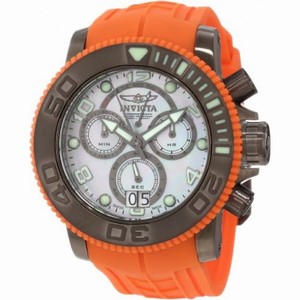 Invicta Sea Hunter Mother of Pearl Dial Orange Rubber Men's Watch 10694