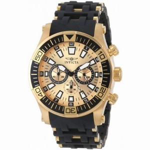 Invicta Sea Spider Chronograph Gold Dial Black Polyurethane Men's Watch 14557